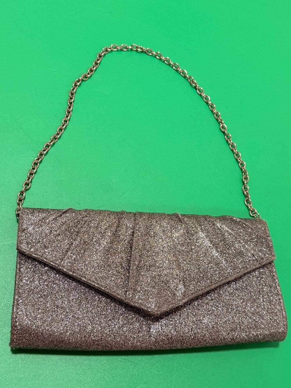 Icing Convertible Pleated Silver Glitter Envelope Clutch/shoulder Evening Bag